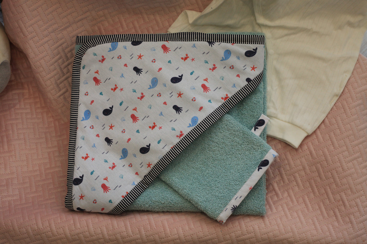 Cape de bain & gant de toilette