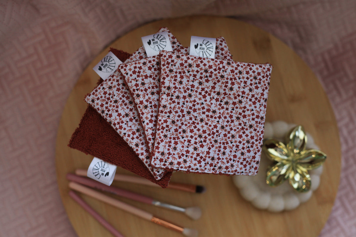 Lingettes réutilisables nuances de rose