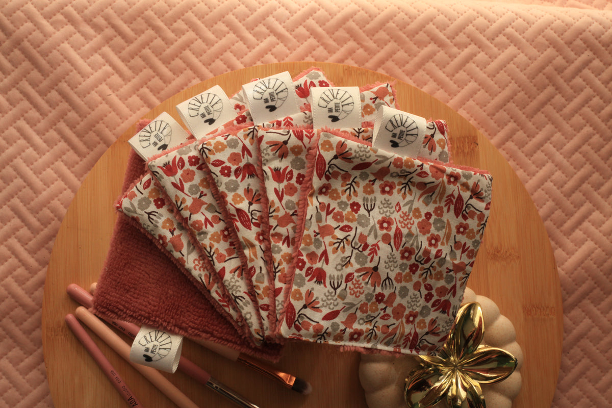 Lingettes réutilisables nuances de rose