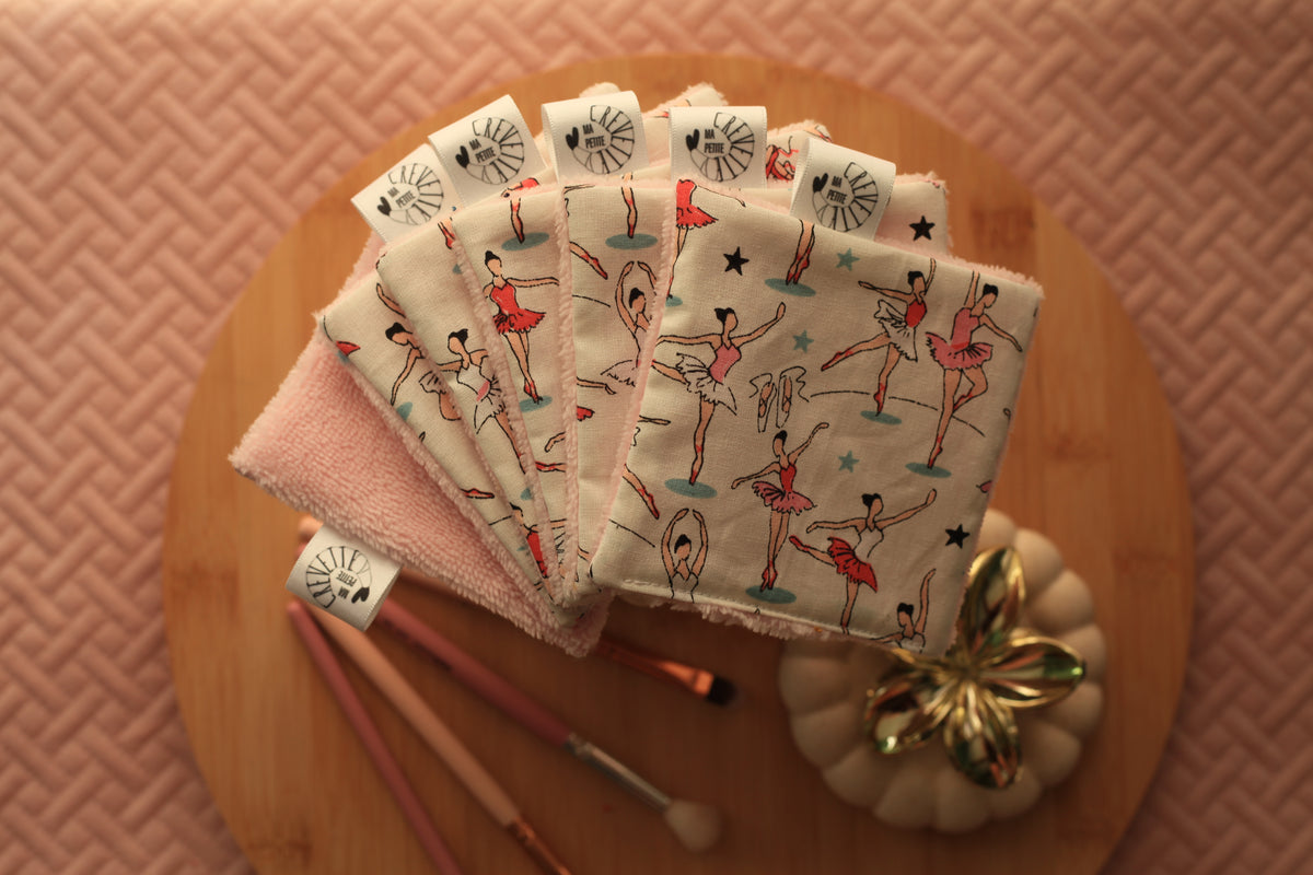 Lingettes réutilisables nuances de rose