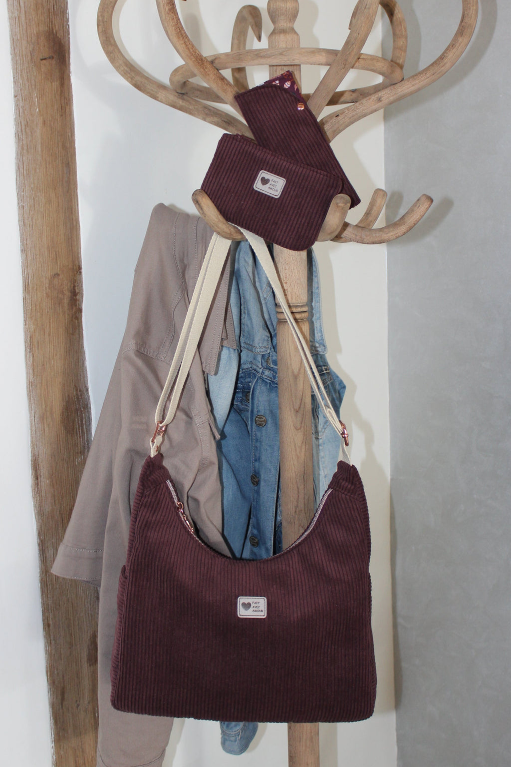 Le Camélia - Sac bandoulière en velours