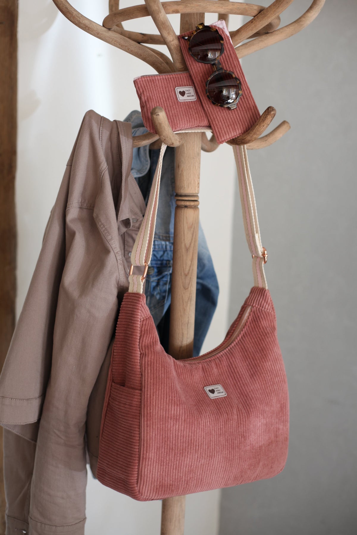 Le Camélia - Sac bandoulière en velours